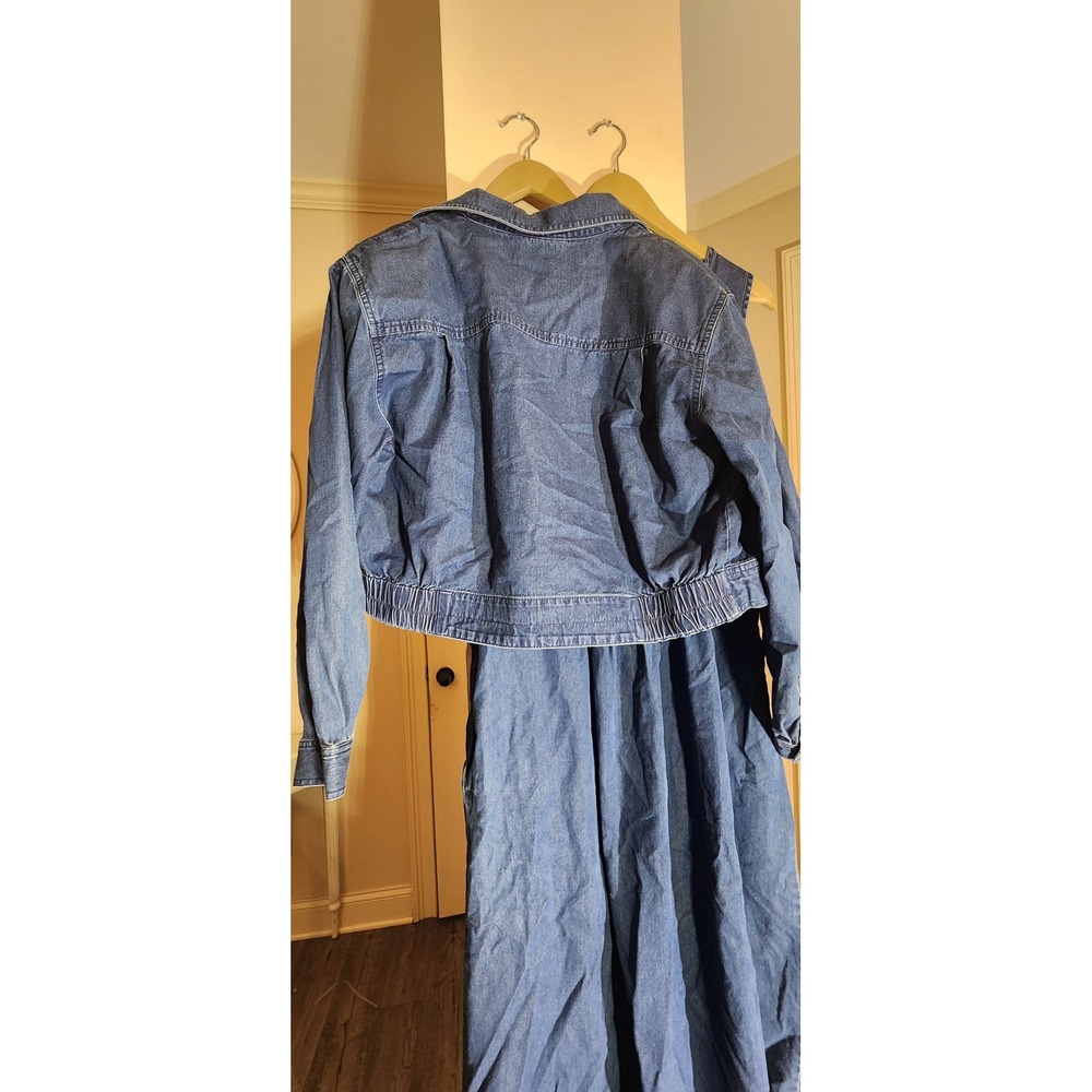 Talbots Vintage Denim Maxi Dress and Cropped Denim Jacket Set Blue Wash - Picture 10 of 14